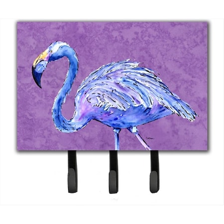 Carolines Treasures 6 x 9 In. Flamingo on Purple Leash or Key Holder 8874TH68